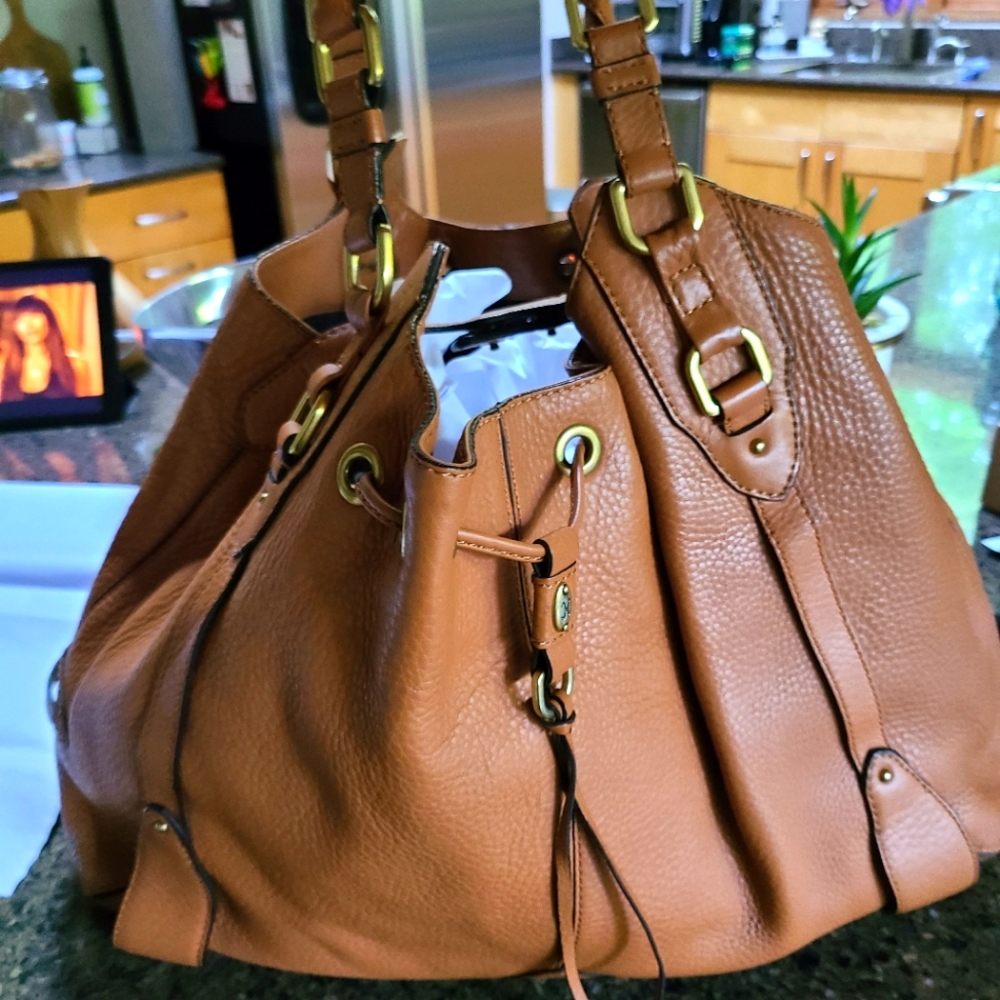 EUC Cole Haan Caramel Pebbled Leather Large Tote